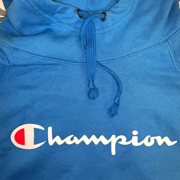 Blue champion women’s high collar hoodie - Picture 3 of 5